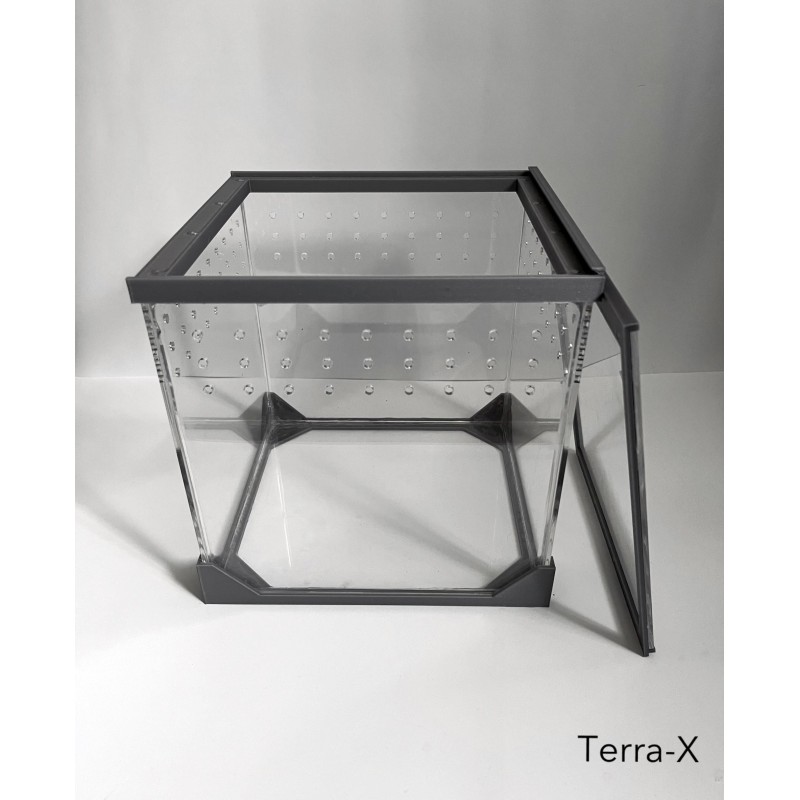 Terra-X - Spider Enclosure - Approx. 8x8x8" (20x20x20cm") - Acrylic Glass - Light gray (Silver) - Opened from top