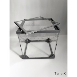 Terrarium Terra-X - 20x20x20 - Akrylowe  - Jasnoszare (Srebrne) - Otwierane od góry