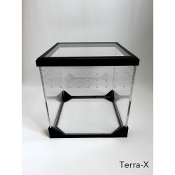 Terrarium Terra-X - 20x20x20 - Akrylowe  - Czarne - Otwierane od góry