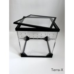 Terrarium Terra-X - 20x20x20 - Akrylowe  - Czarne - Otwierane od góry